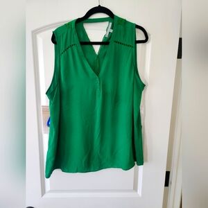 Green sleeveless blouse with lace detail xxl